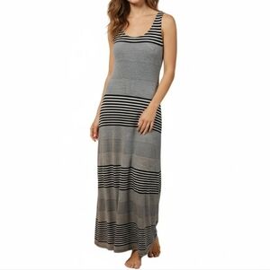 Merona Black and Gray Striped Maxi Dress Size Large